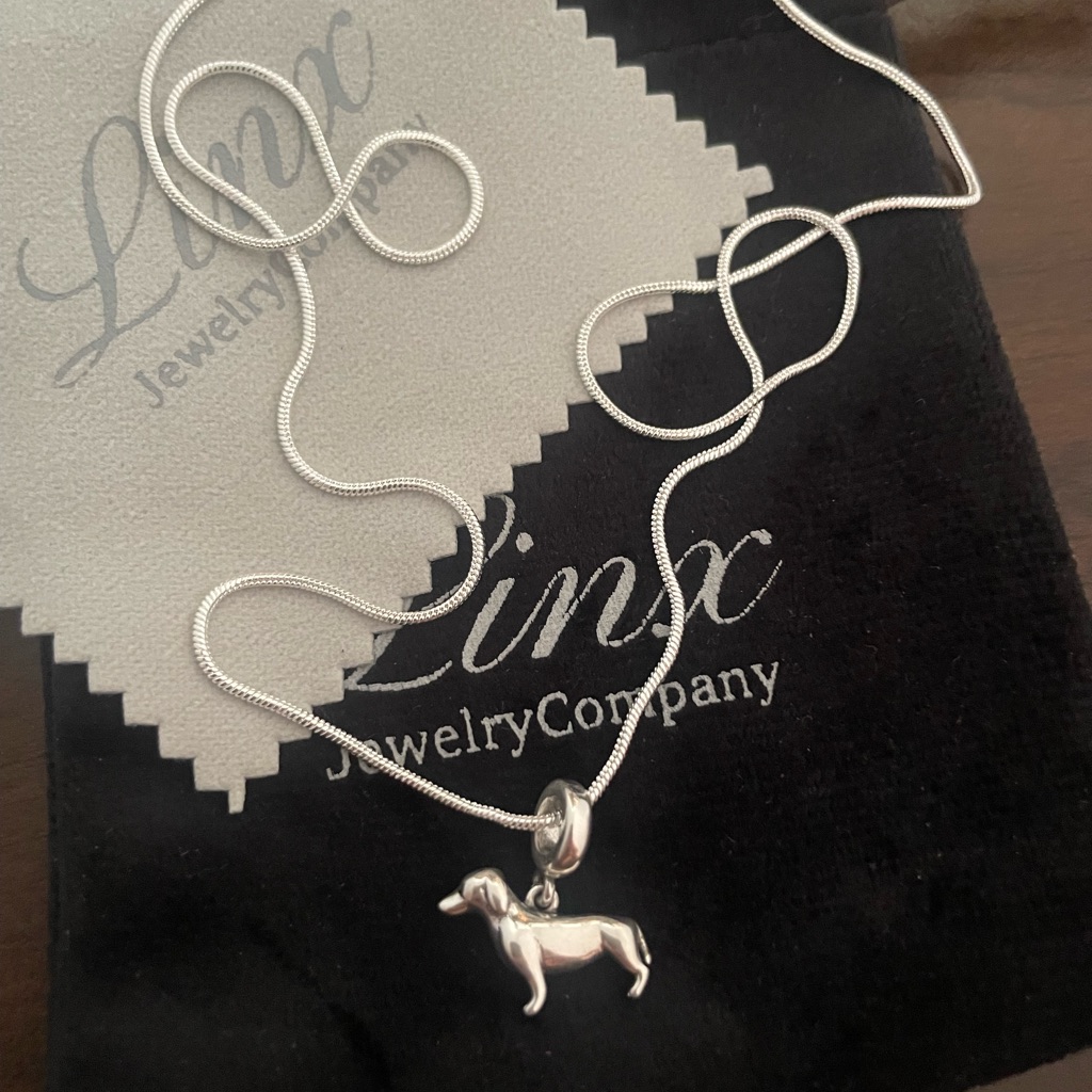 22in Silver Necklace With Dachshund Weenie Dog Charm 925 Sterling Silver 49$